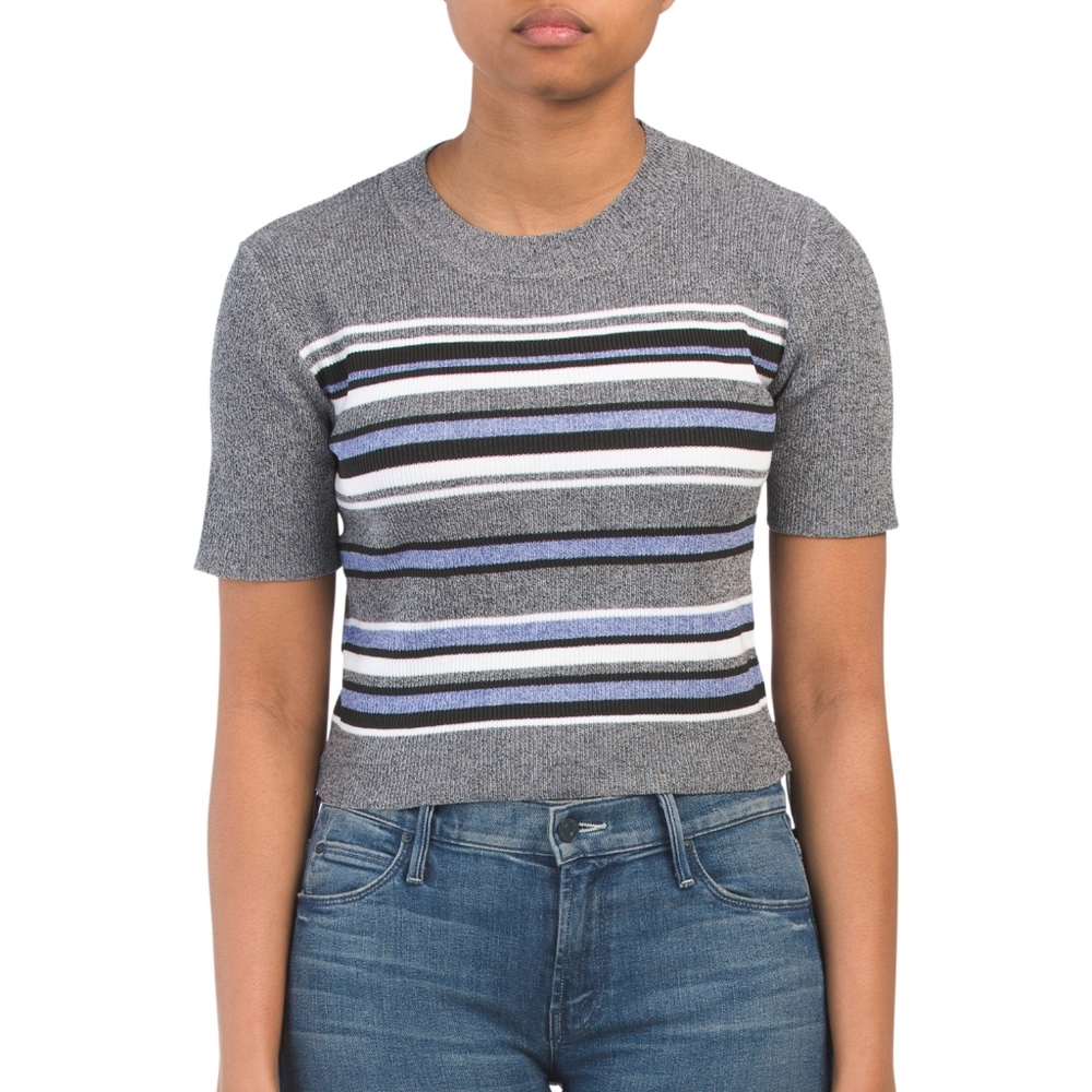 Paperheart multi stripe crop knit top